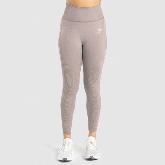 Gymshark Vital Rise Seamless Leggings - Taupe Marl Size M - Picture 3 of 11